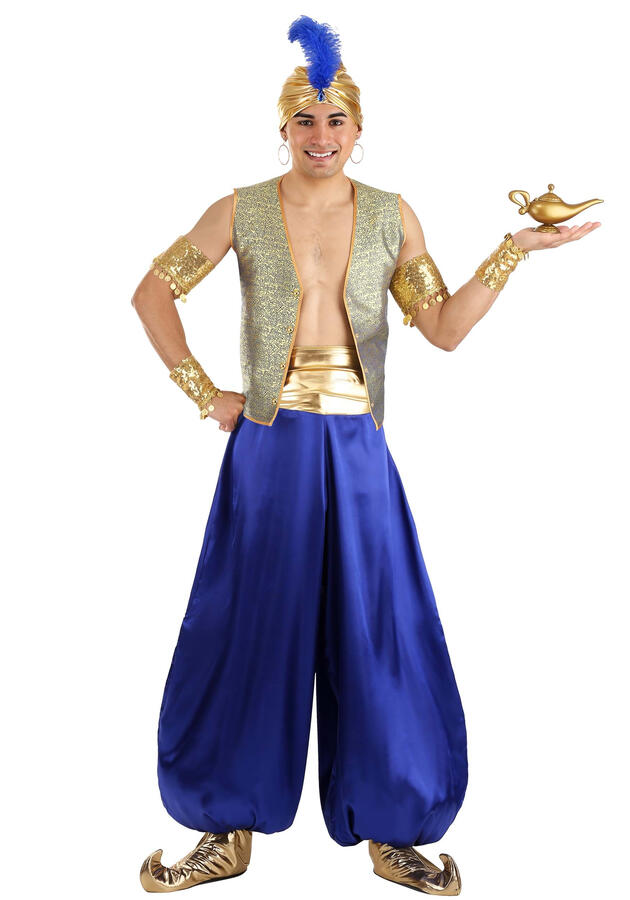 A halloween costume for men featuring a fetishized genie.